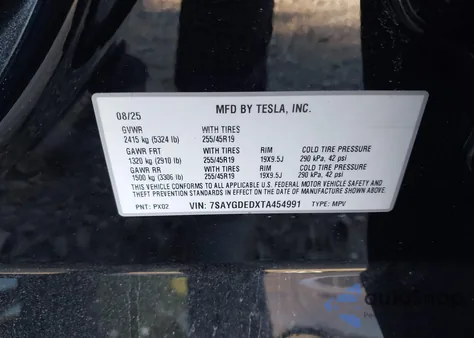 2026 Tesla Model Y z USA, uszkodzony, nr VIN 7SAYGDEDXTA454991